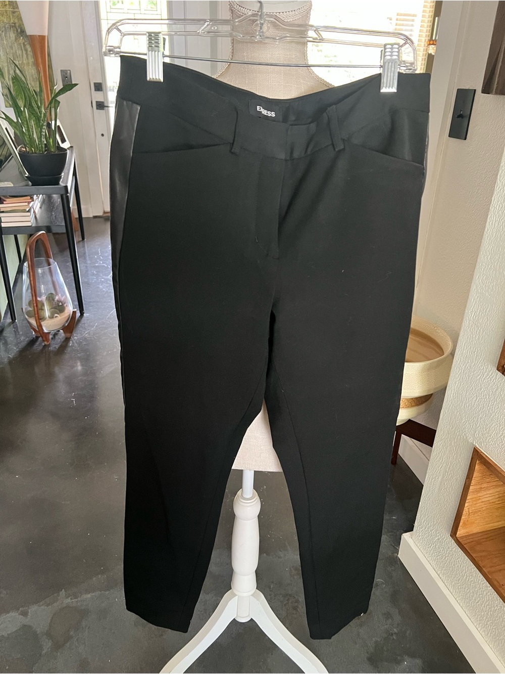 Express Stretch Dress Pants with dark black pinstrip